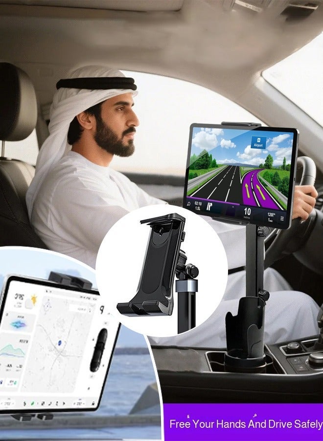 تيليسن حامل هاتف محمول للسيارة 3-1 حامل أكواب حامل جهاز لوحي دوران عمودي وأفقي حامل مشروبات عالمي - Image 1